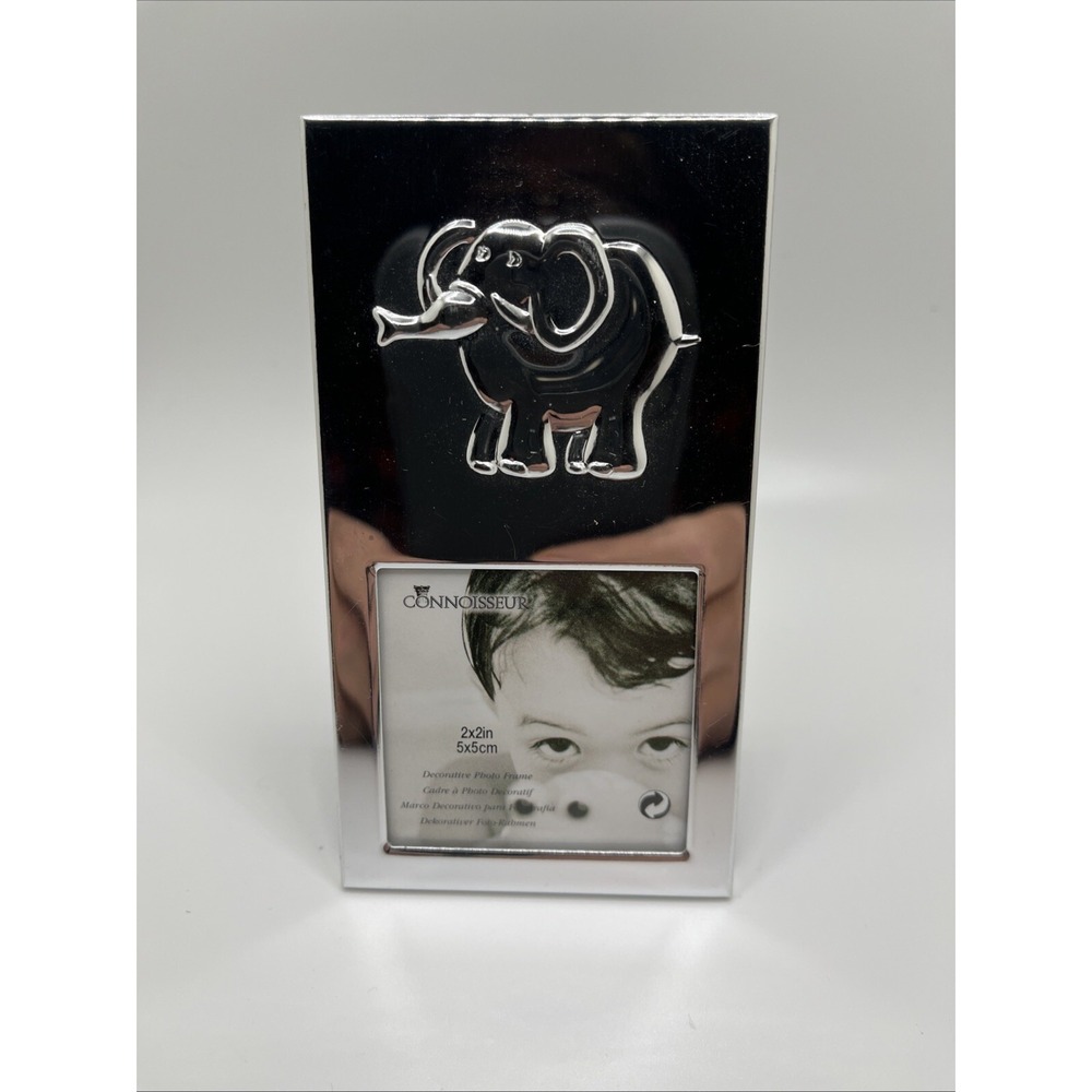 Connoisseur Silver Elephant Picture Frame, Metal Design 2" x 2" Picture